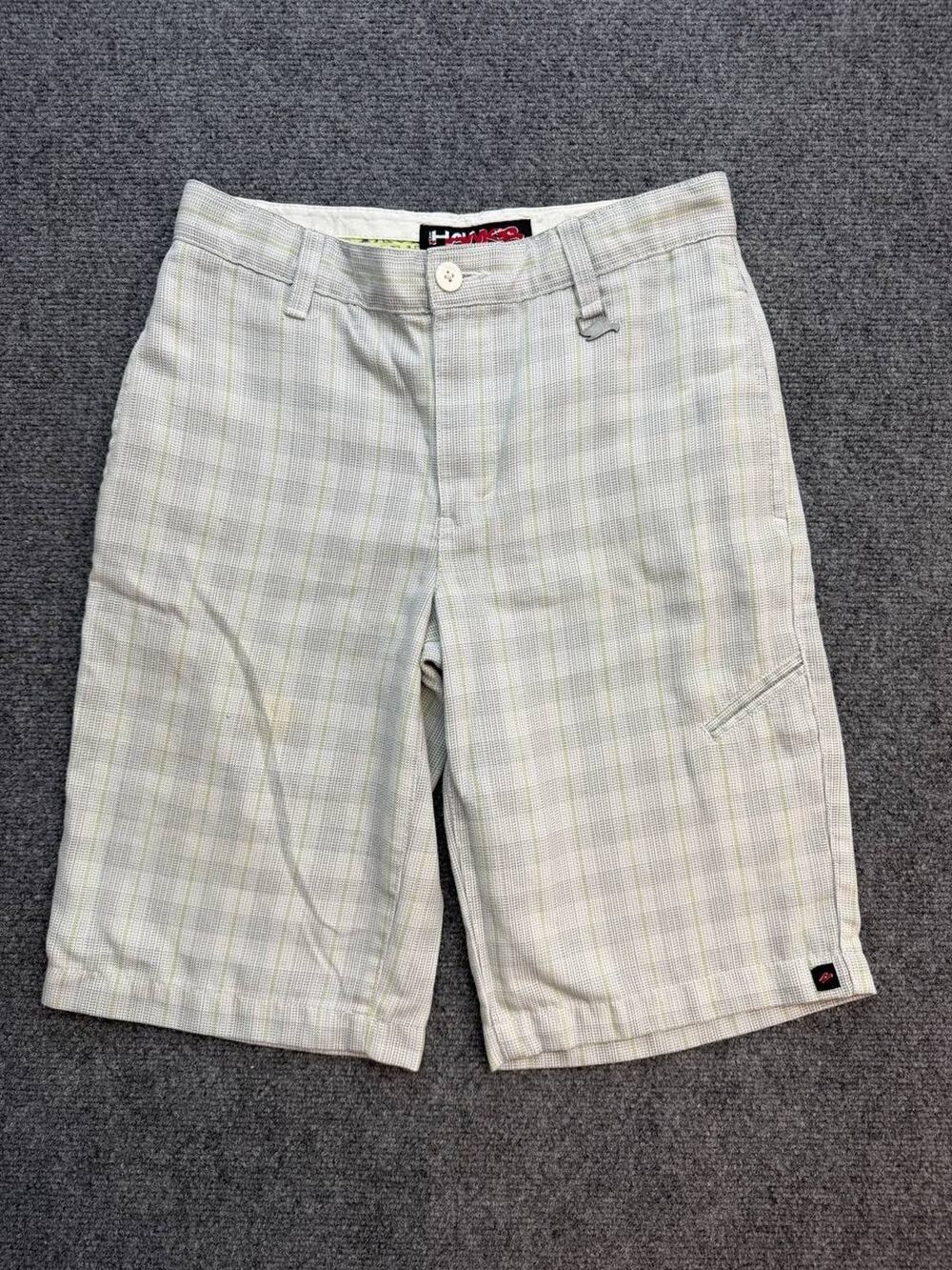 Tony Hawk Boys Size 16 Gray Plaid Cargo Shorts Skate Streetwear